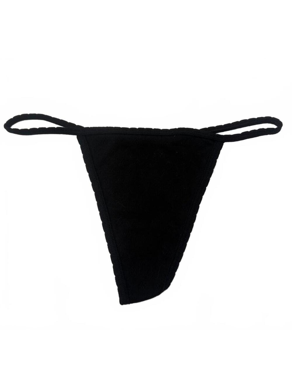 Victoria's Secret PINK Black V-String Thong Panty M NWT